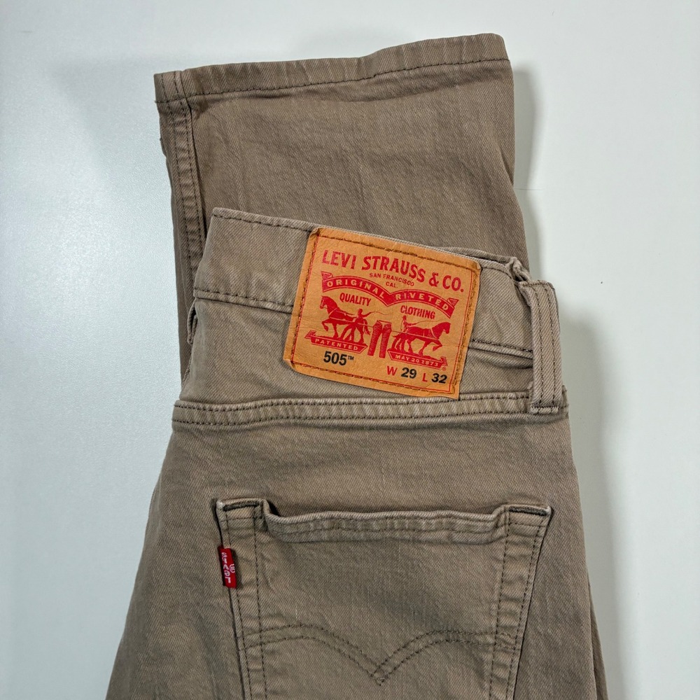 Levi's 505 Regular Fit Jeans 29x32 Tan Khaki Straight Leg Denim